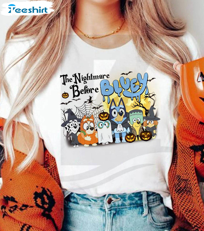 The Nightmare Before Bluey Shirt, Trick Or Treat Halloween Tee Tops Short Sleeve