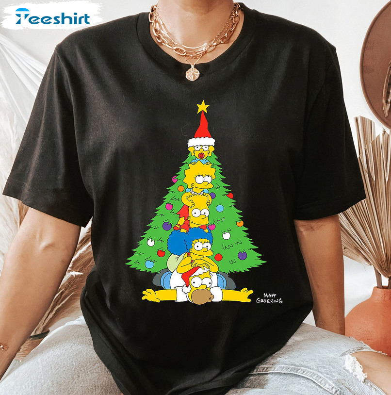 The Simpsons Family Christmas Shirt, Xmas Tree Sweatshirt Unisex Hoodie