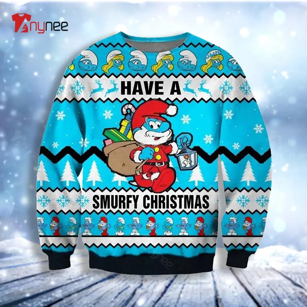 The Smurfs Have A Smurfy Ugly Christmas Sweater- Best Christmas Gifts 2023