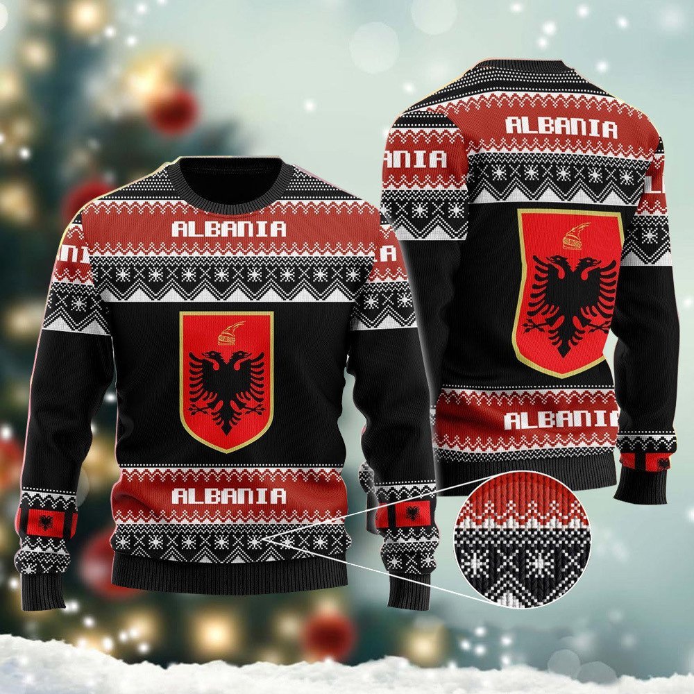 The United States Flag Of Albania Ugly Sweater – Best Christmas Gifts 2023