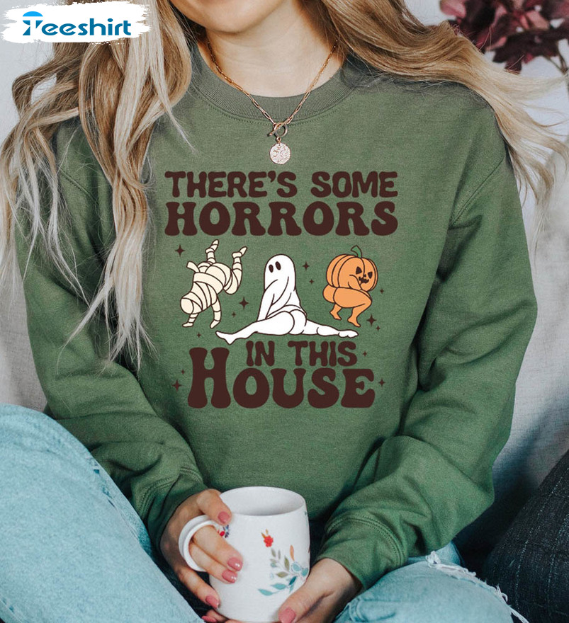 There’s Some Horrors In This House Cute Shirt, Halloween Pumpkin Tee Tops Short Sleeve There’s Some Horrors In This House Cute Shirt, Halloween Pumpkin Tee Tops Short Sleeve