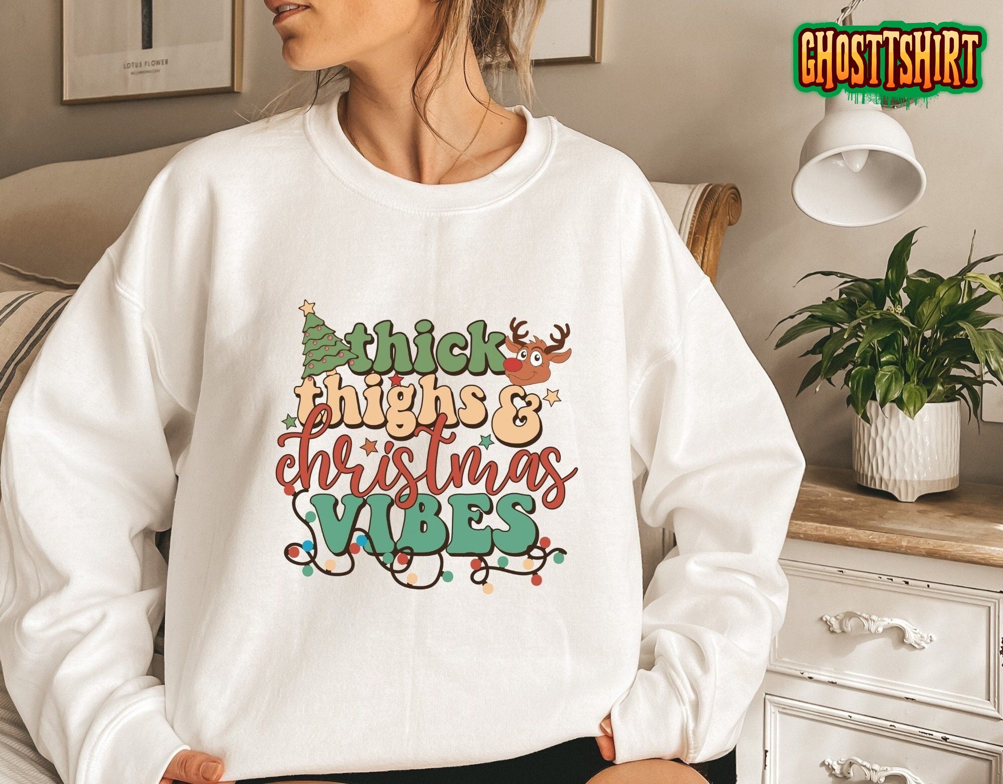 Thick Thighs Christmas Vibes Sweatshirt