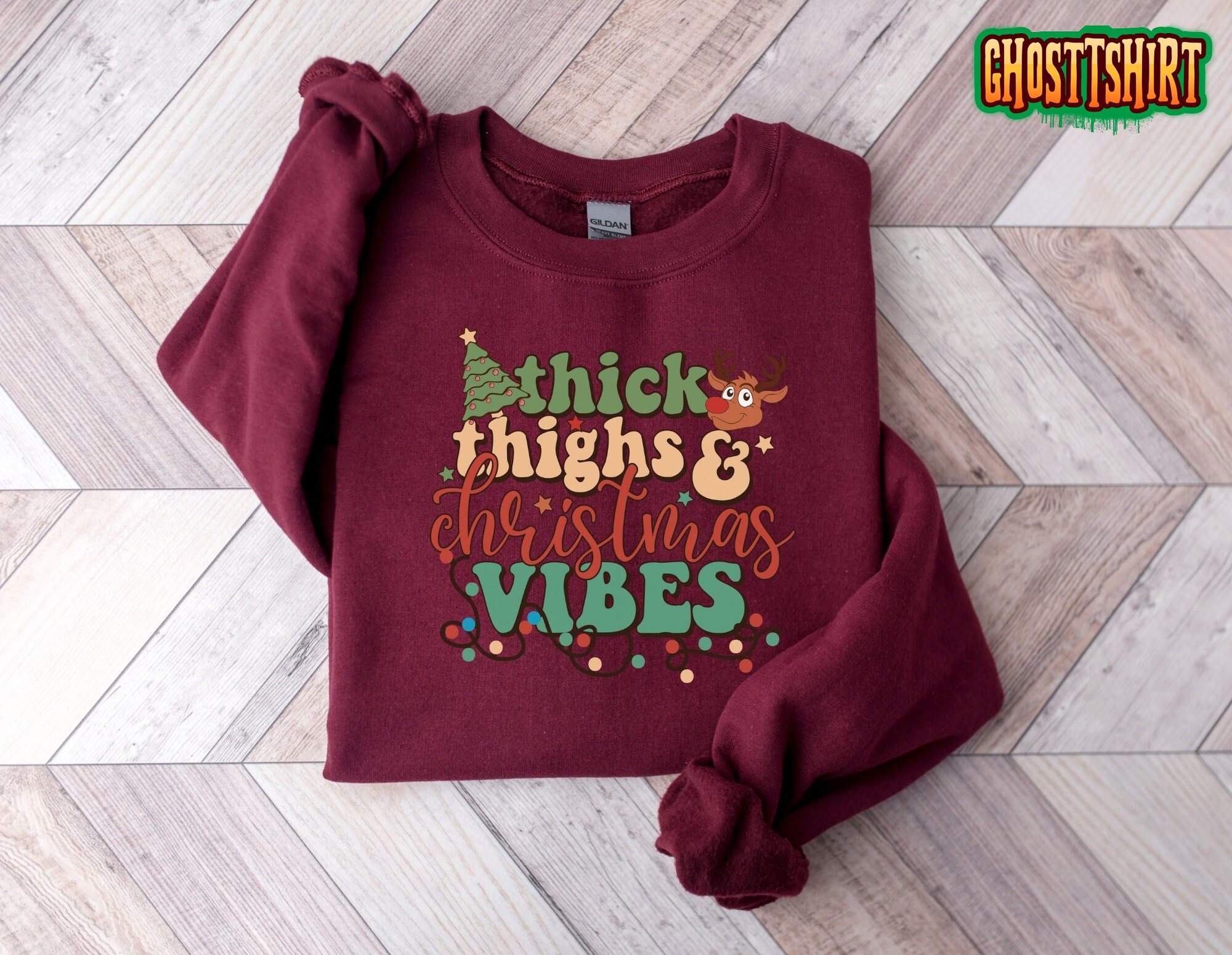 Thick Thighs Christmas Vibes Sweatshirt