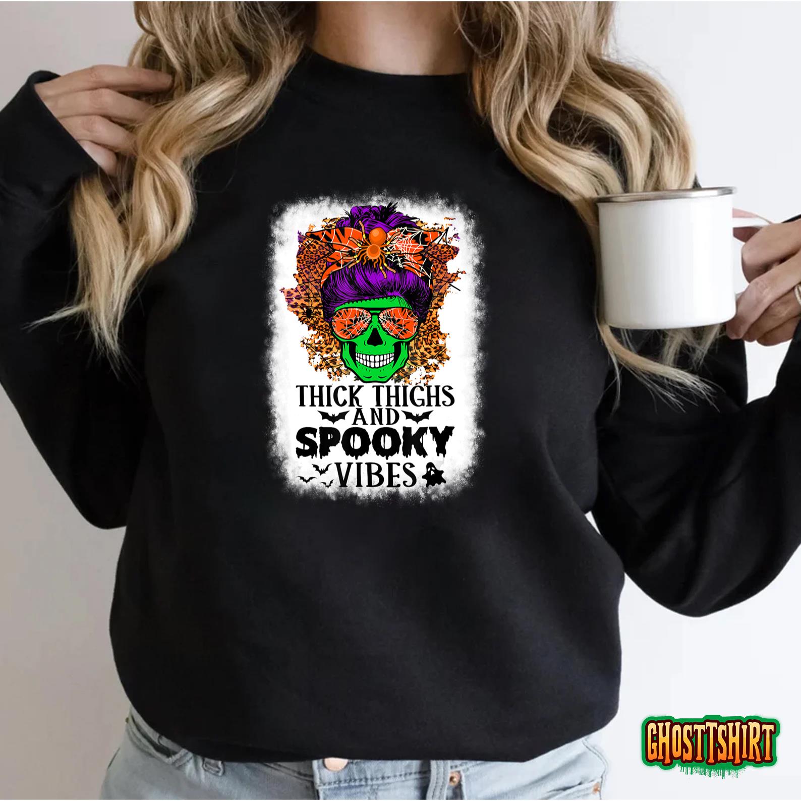 Thick Thighs Spooky Vibes Funny Halloween Gift T-Shirt