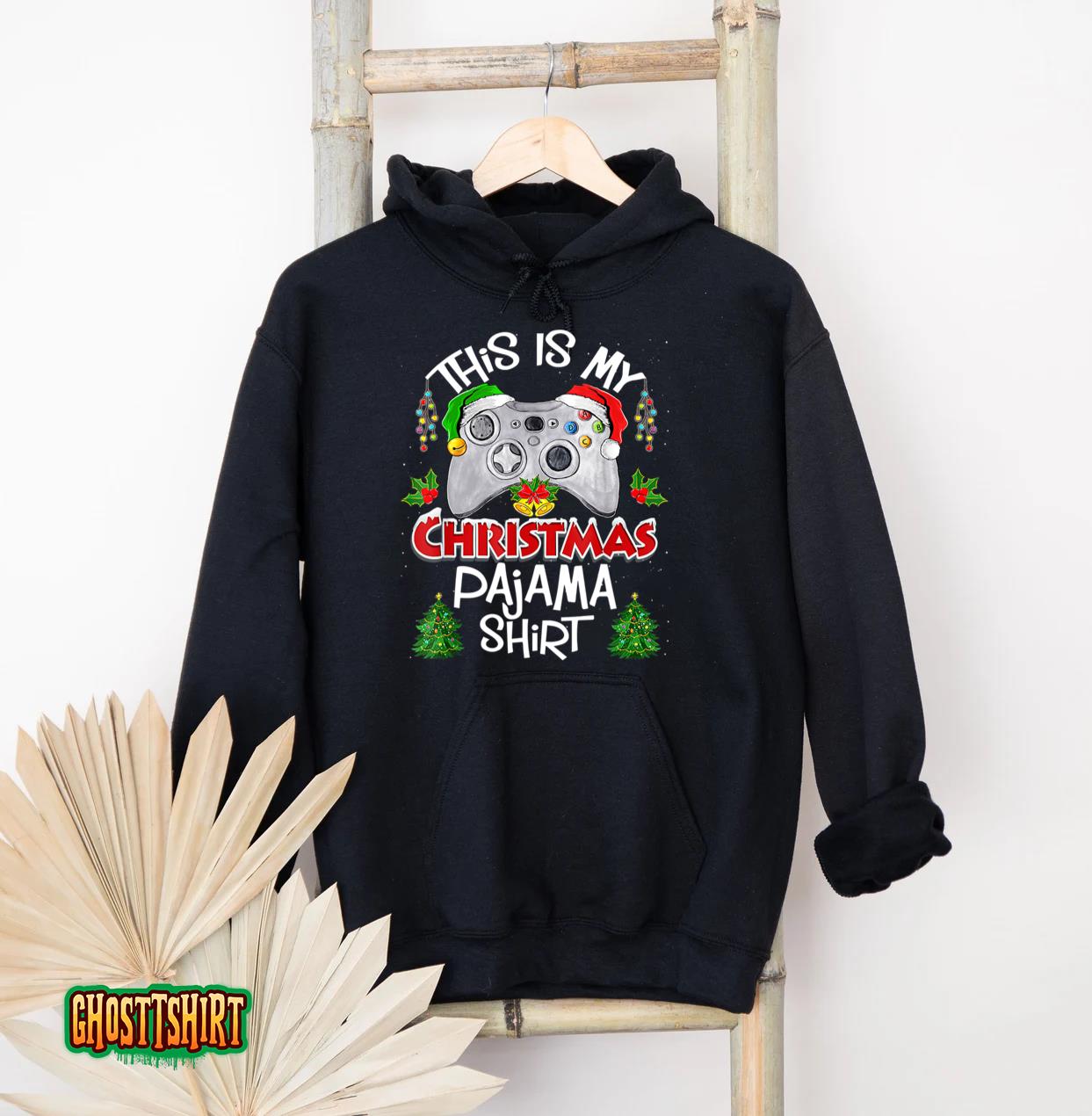 This is My Christmas Pajama Santa Hat Gamer Video Game Games T-Shirt