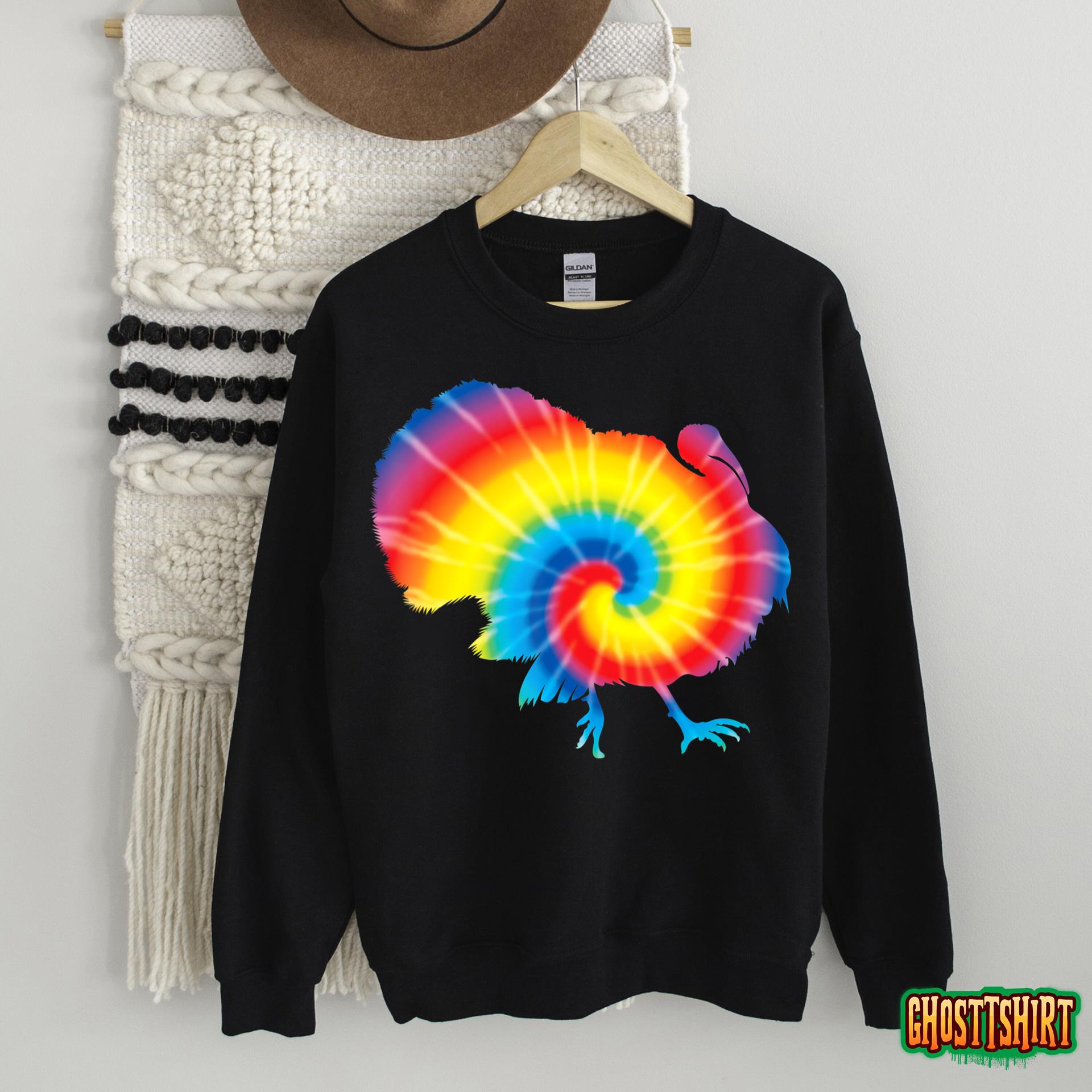 Tie Dye Turkey Thanksgiving  Cute Retro November Gift T-Shirt