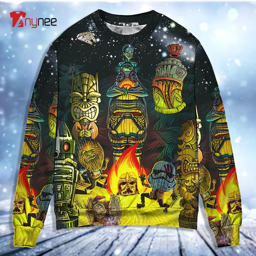 Tiki Star Wars May The Force Be With You Ugly Christmas Sweater- Best Christmas Gifts 2023