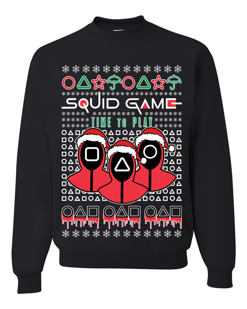 Time To Play Squid Ugly Christmas Sweater Unisex Crewneck Graphic Sweatshirt- Best Christmas Gifts 2023