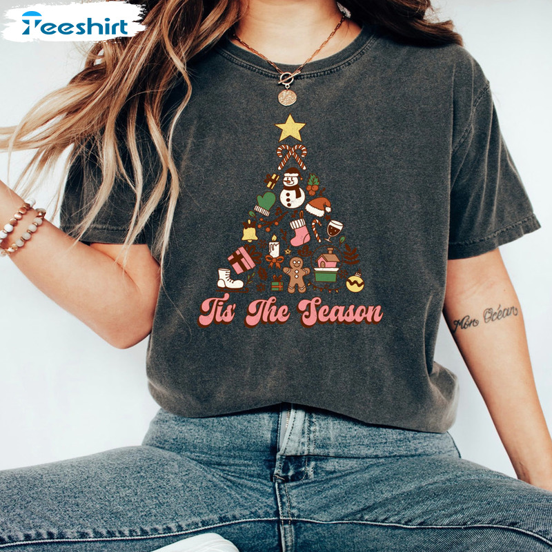 Tis The Season Christmas Shirt – Christmas Graphic Cute Pattern Unisex Hoodie