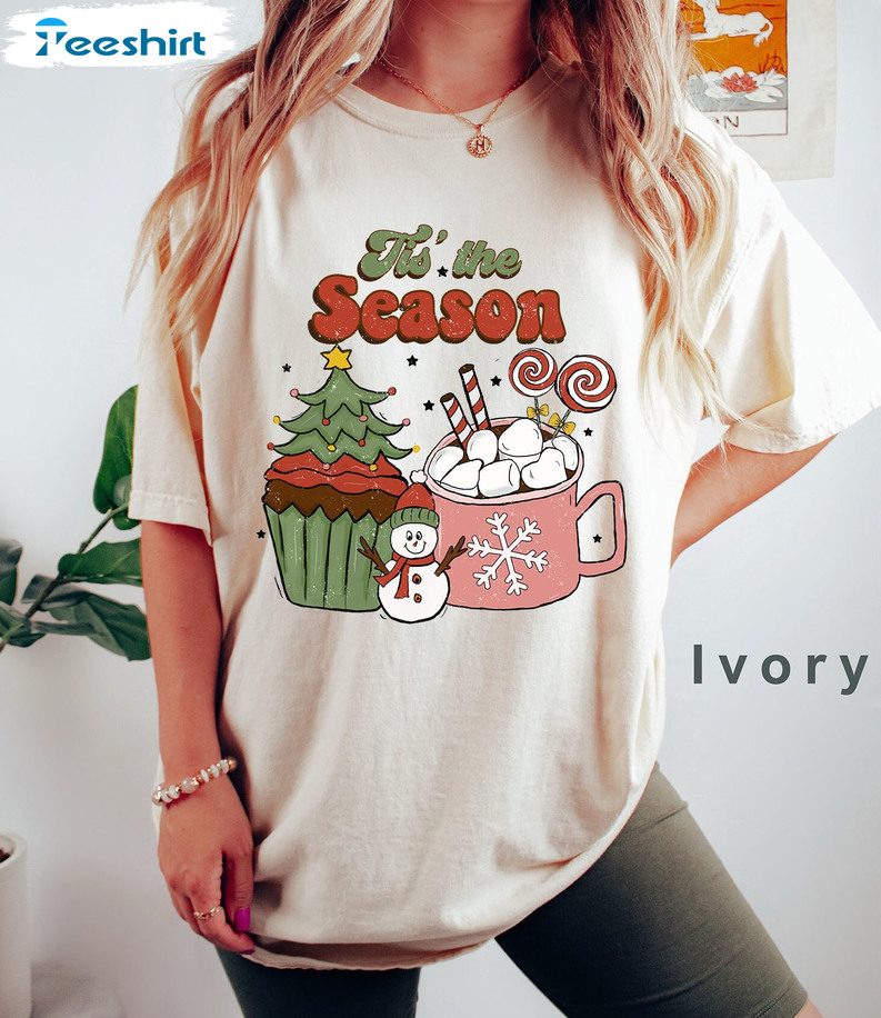 Tis The Season Christmas Shirt – Cute Santa Christmas Unisex Hoodie Crewneck