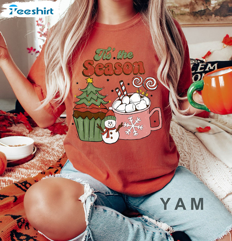 Tis The Season Christmas Shirt – Cute Santa Christmas Unisex Hoodie Crewneck