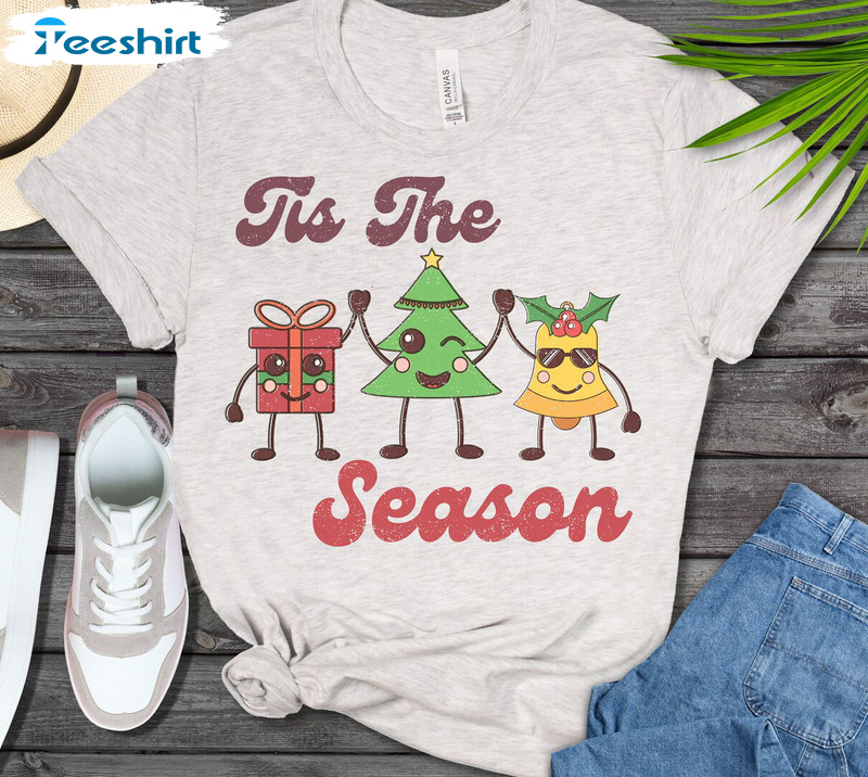 Tis The Season Shirt, Jingle Bell Tree Christmas Crewneck Hoodie