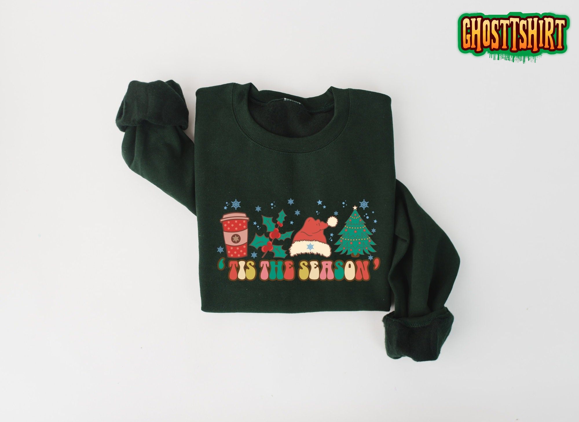 Tis The Season Tree Retro Christmas Sweatshirt