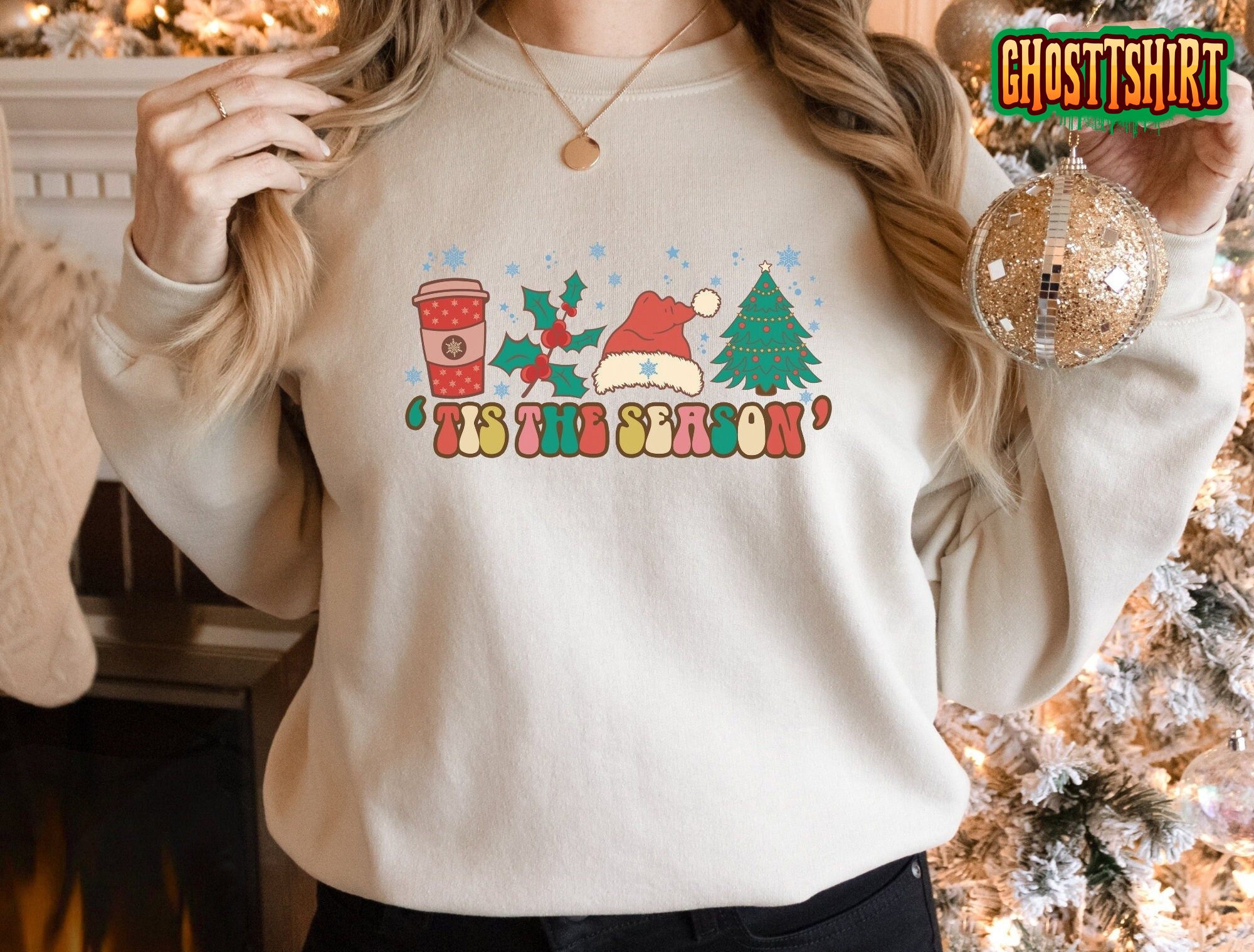 Tis The Season Tree Retro Christmas Sweatshirt