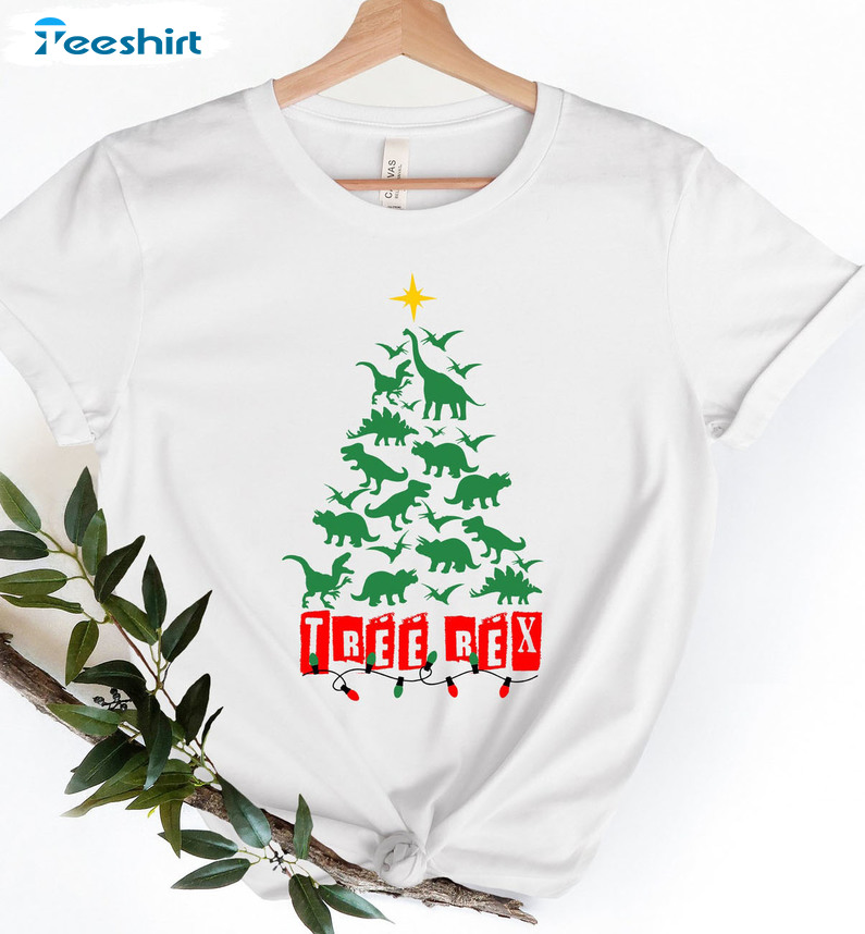 Tree Rex Christmas Shirt, Dinosaur Santa Jurassic Christmas Dinosaur At Xmas Cute