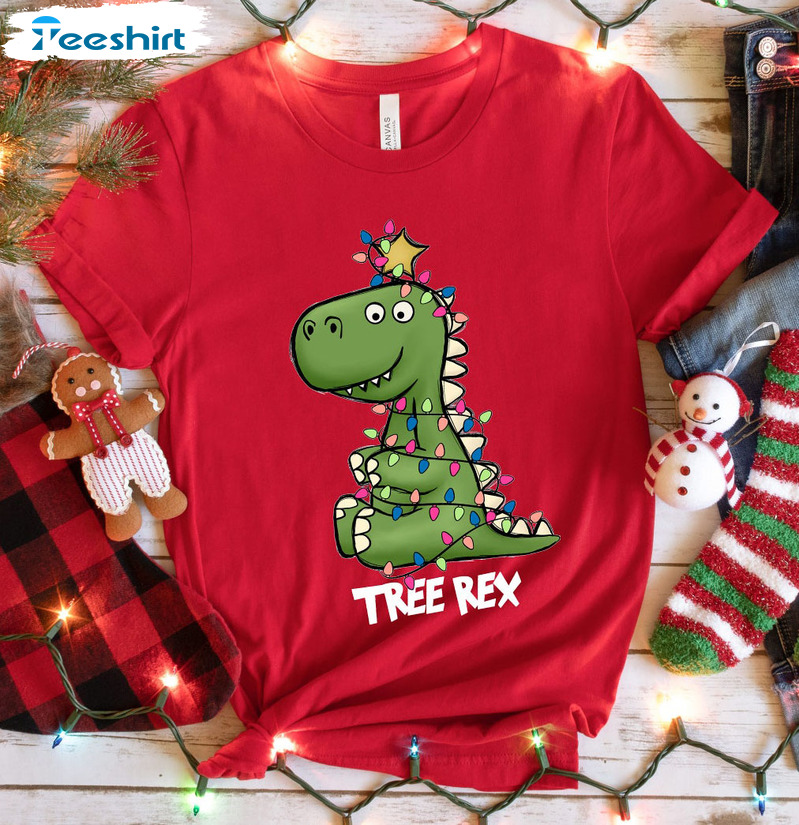 Tree Rex Christmas Shirt, Funny Dinosaur Unisex T-shirt Long Sleeve