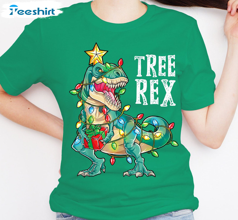 Tree Rex Vintage Shirt, Christmas Dinosaur Long Sleeve Unisex T-shirt