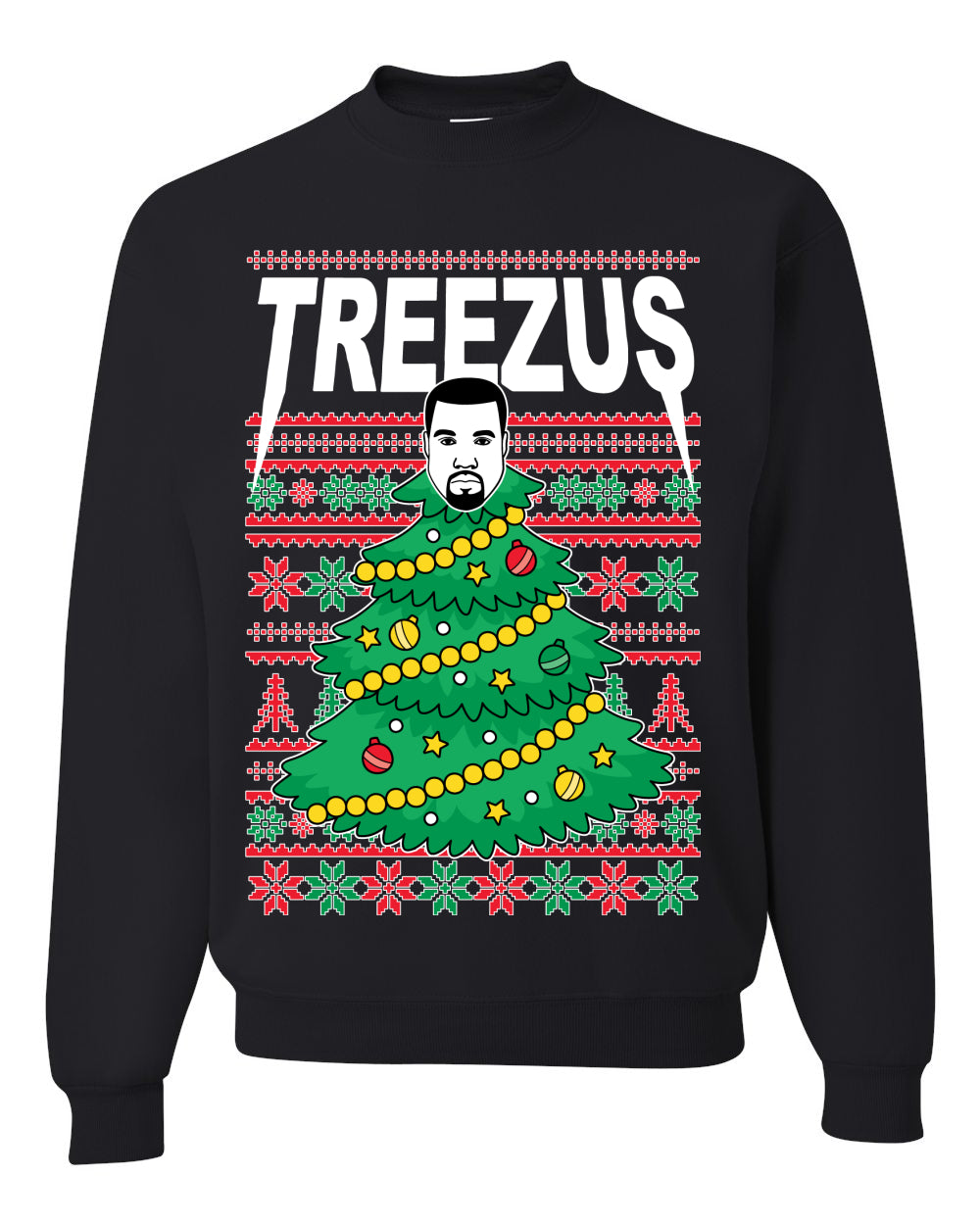 Treezus Xmas Tree Ugly Christmas Sweater Unisex Crewneck Graphic Sweatshirt- Best Christmas Gifts 2023