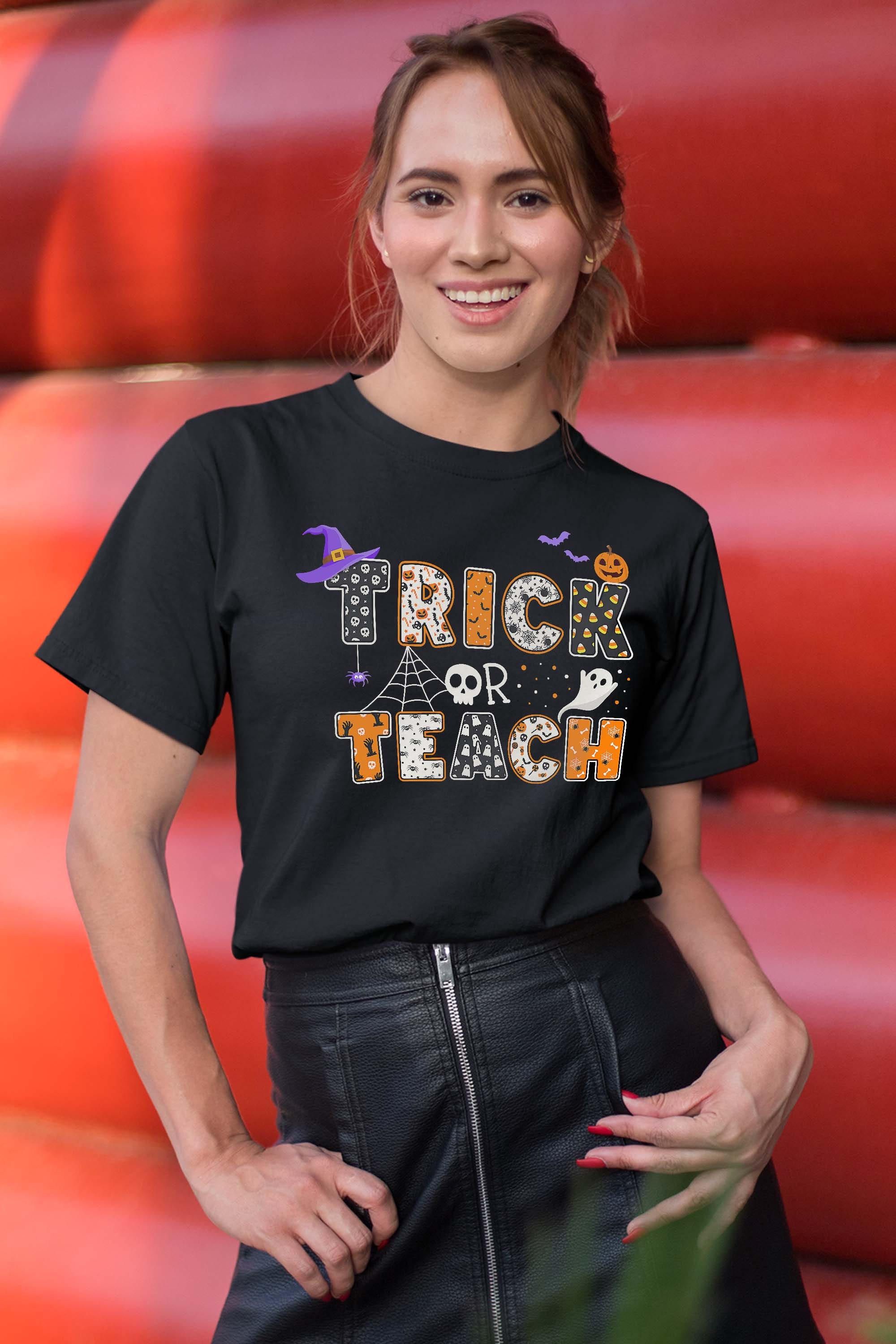 Trick or Teach Teacher Halloween Costume Boo Spooky Funny T-Shirt