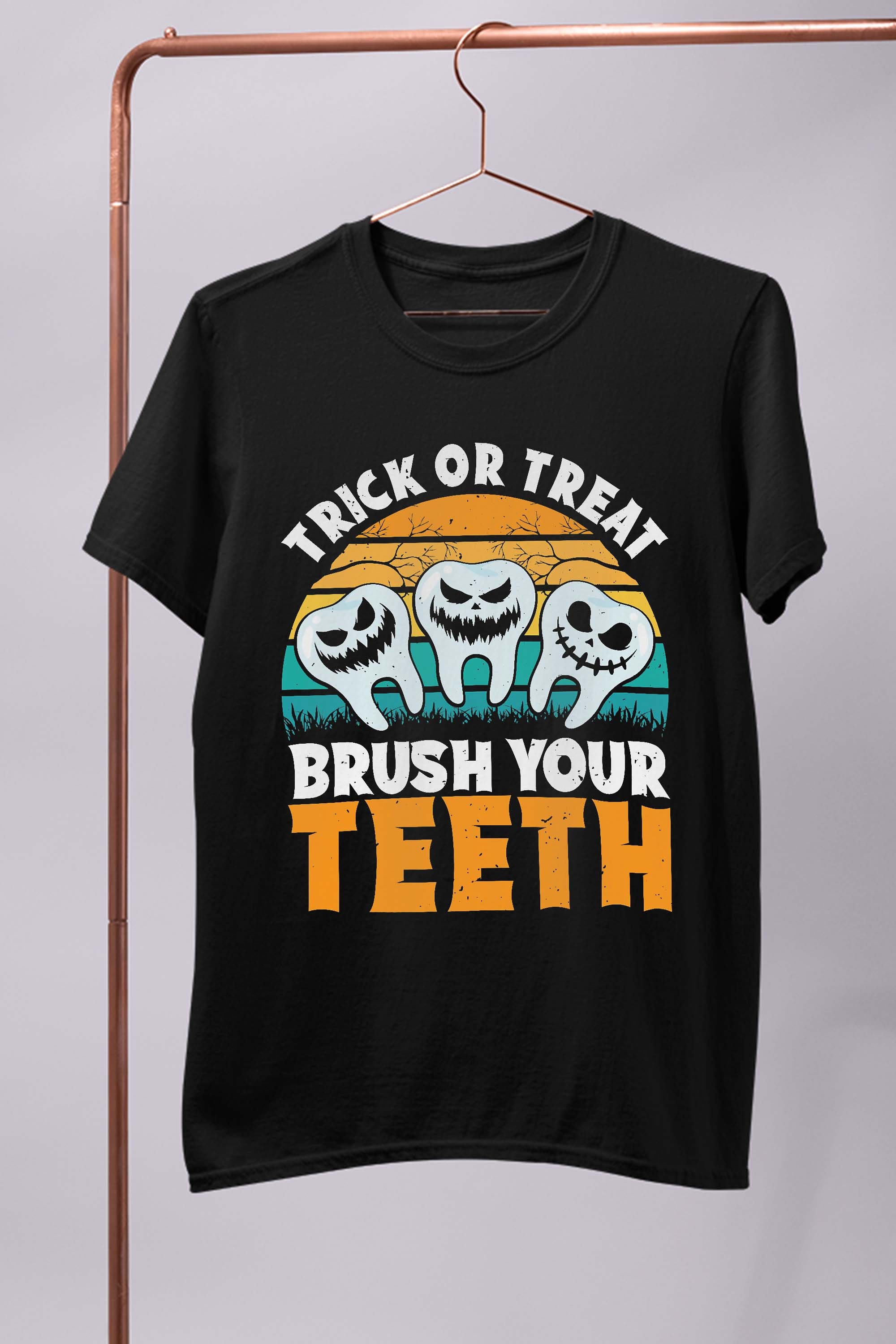 Trick Or Treat Brush Your Teeth Dentist Pun Halloween Dental T-Shirt