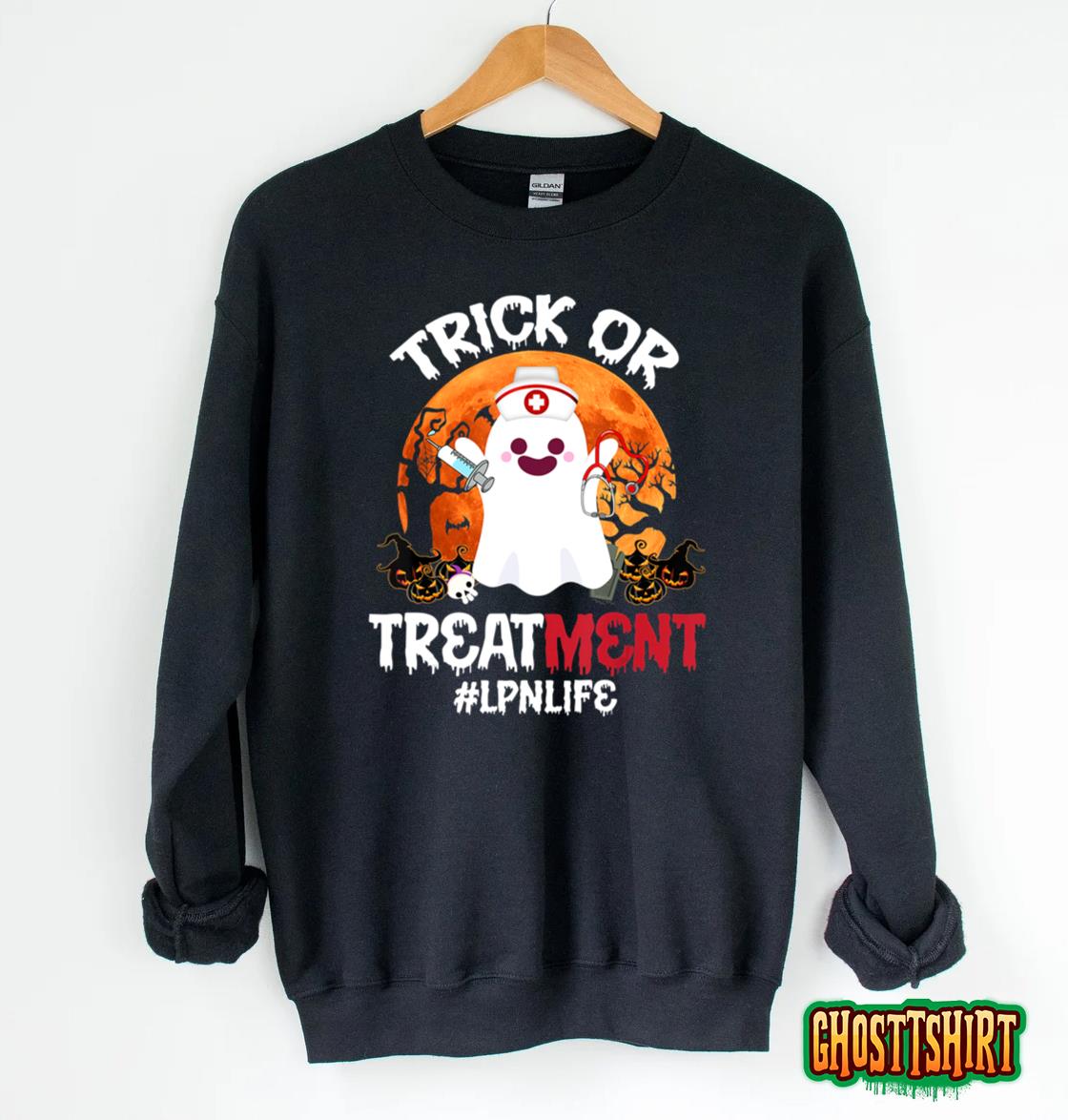 Trick Or Treatment Boo Ghost LPN Life Nurse Halloween Sweatshirt