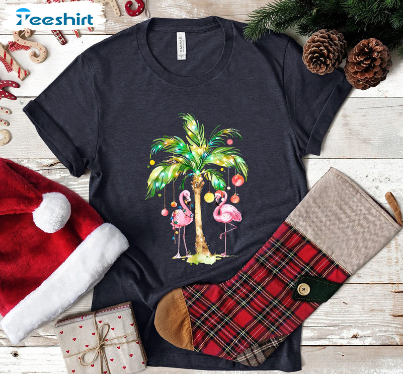 Tropical And Flamingo Christmas Shirt