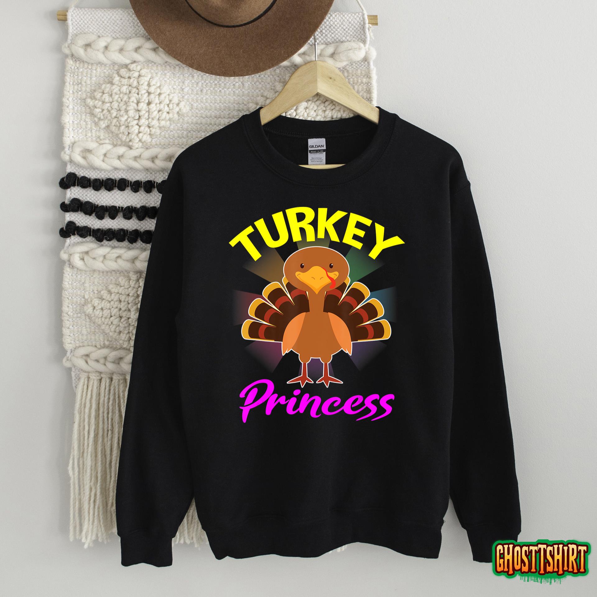 Turkey Princess Thanksgiving Gifts for Women Kids Girls T-Shirt