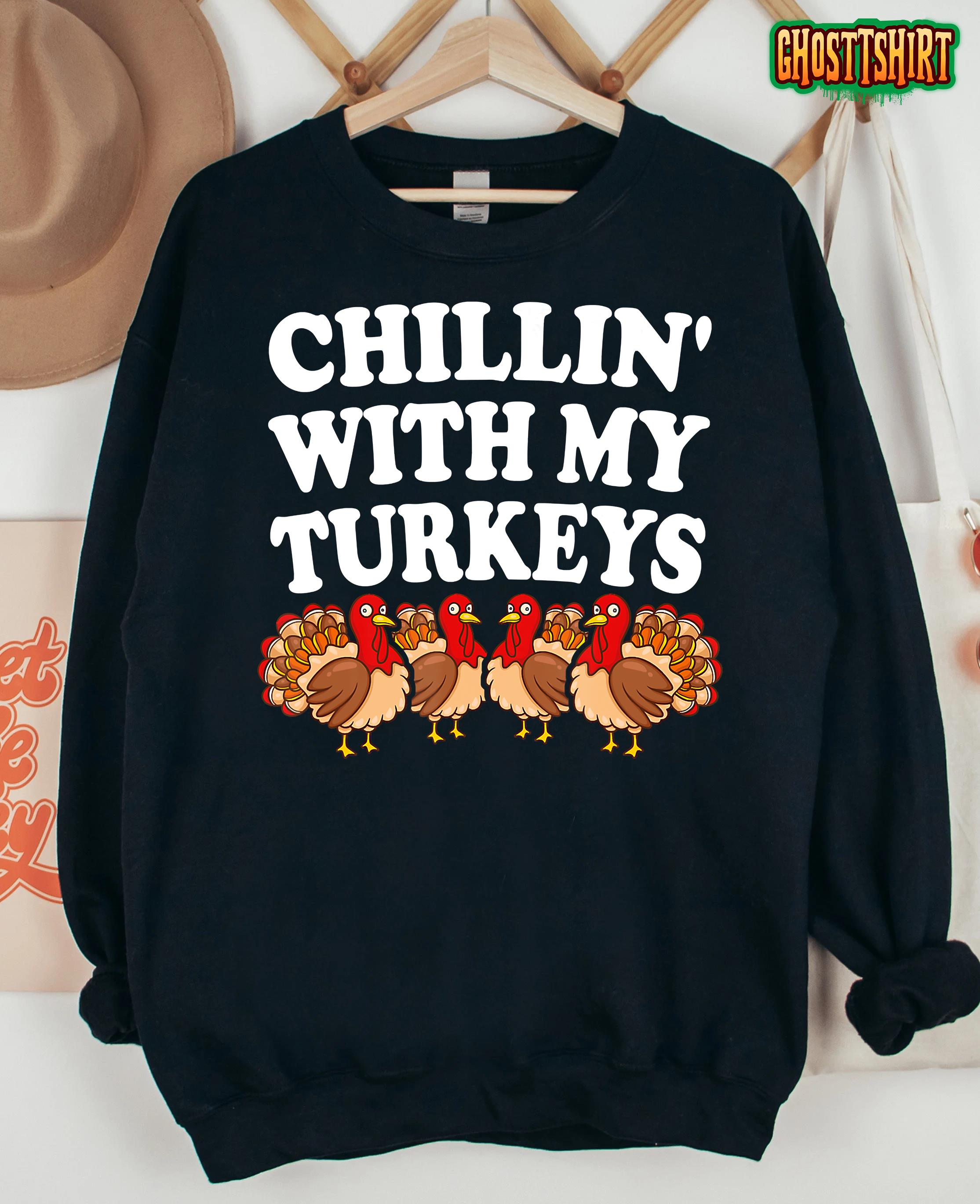 Turkeys Thanksgiving Pilgrim Holiday  Mens & Womens T-Shirt