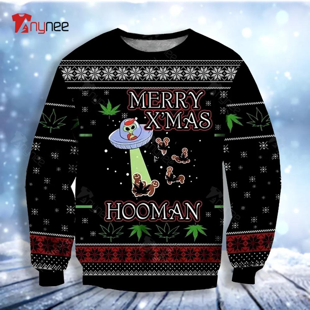 Ufo Merry Xmas Hooman Ugly Christmas Sweater- Best Christmas Gifts 2023