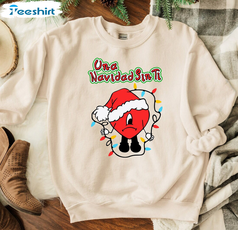 Una Navidad Sin Ti Shirt – Bad Bunny Christmas Short Sleeve Unisex Hoodie