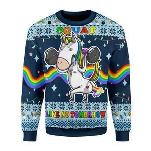 Unicorn Squat Like No Tomorrow Ugly Christmas Sweater | For Men & Women | Adult | US3573- Best Christmas Gifts 2023