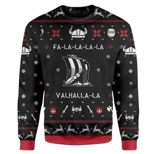 Valhalla Viking Ugly Christmas Sweater | For Men & Women | Adult | US3790- Best Christmas Gifts 2023