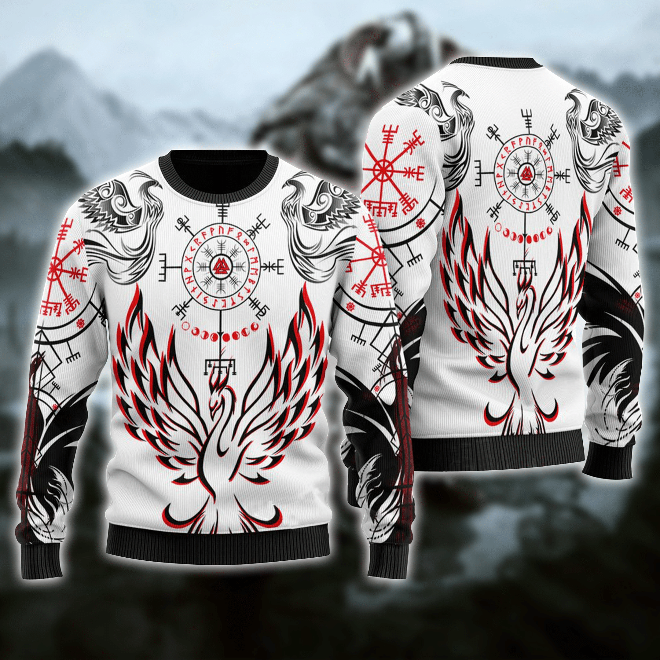 Viking Phoenix Vegvisir Ugly Christmas Sweater | Unisex | Full Size | Adult | Colorful | US3869- Best Christmas Gifts 2023