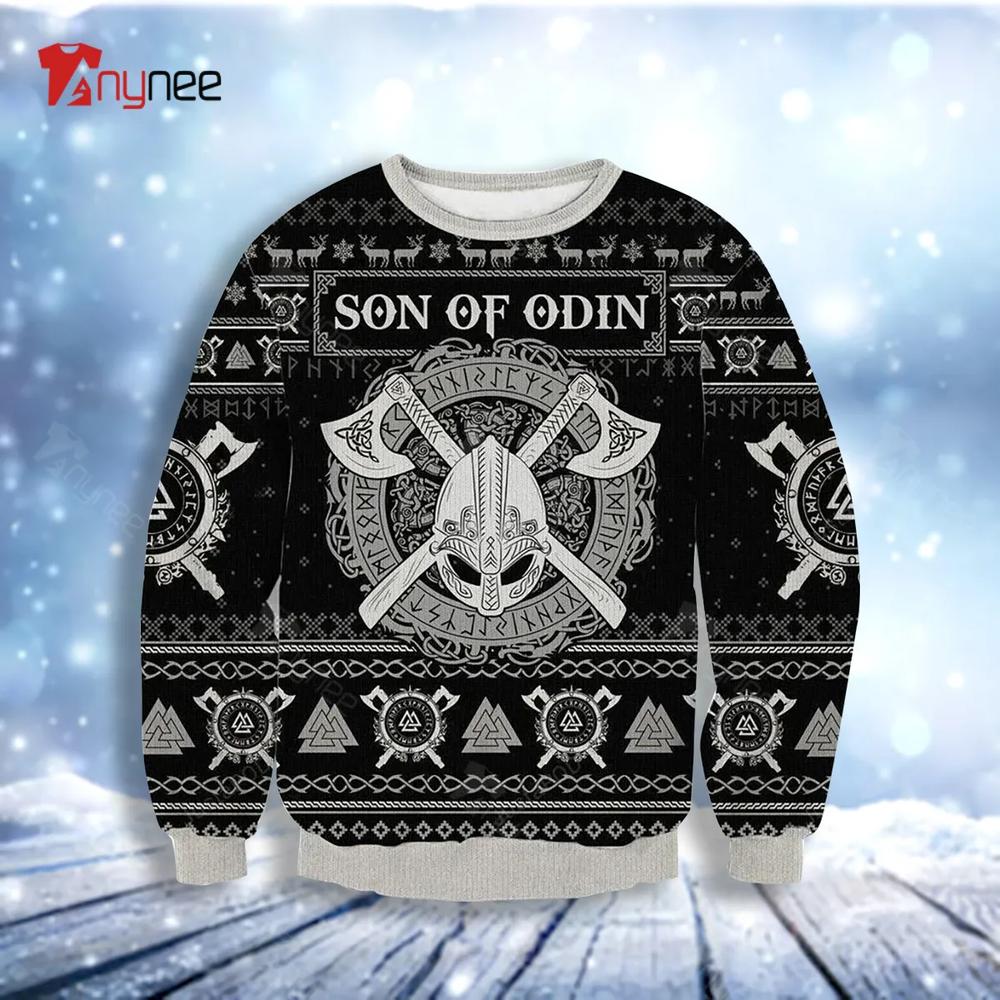 Viking Son Of Odin Ugly Christmas Sweater- Best Christmas Gifts 2023