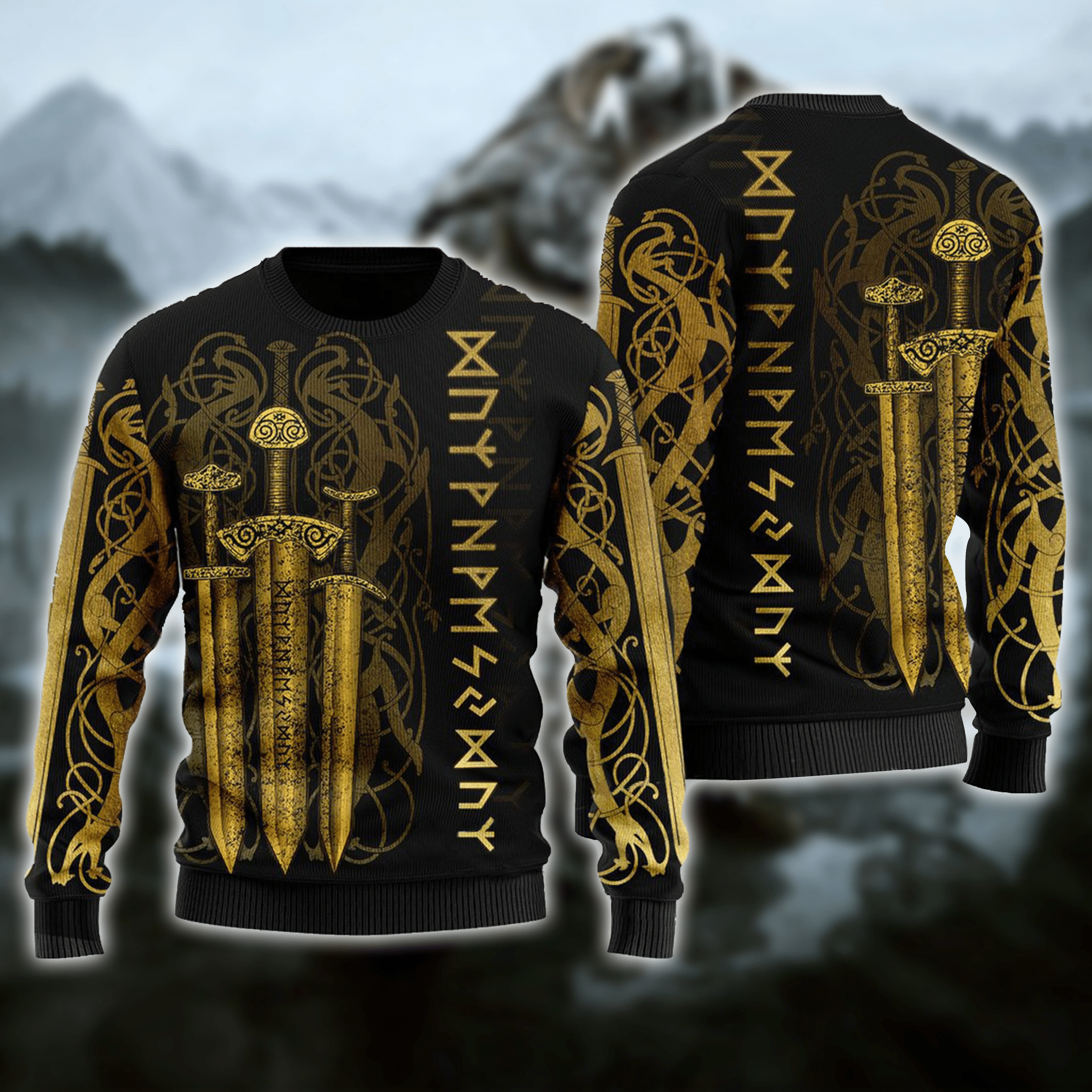 Viking Sword Ugly Christmas Sweater | Unisex | Full Size | Adult | Colorful | US3860- Best Christmas Gifts 2023