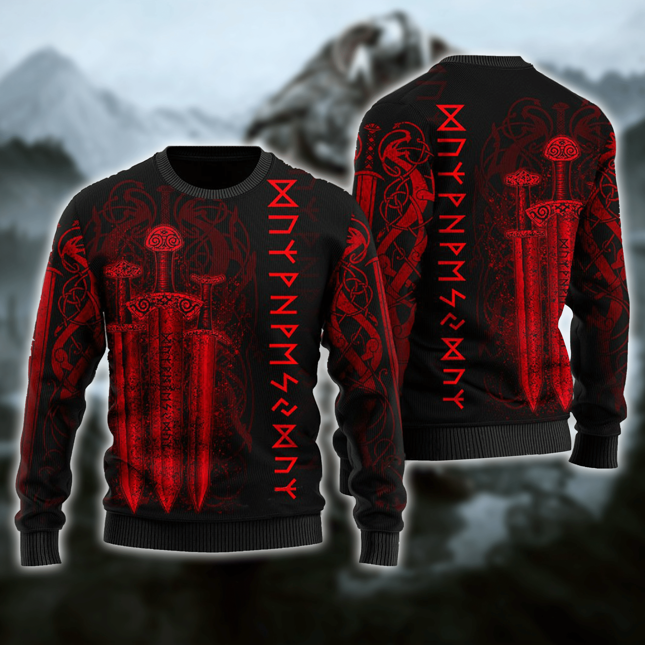 Viking Sword Ugly Christmas Sweater | Unisex | Full Size | Adult | Colorful | US3862- Best Christmas Gifts 2023