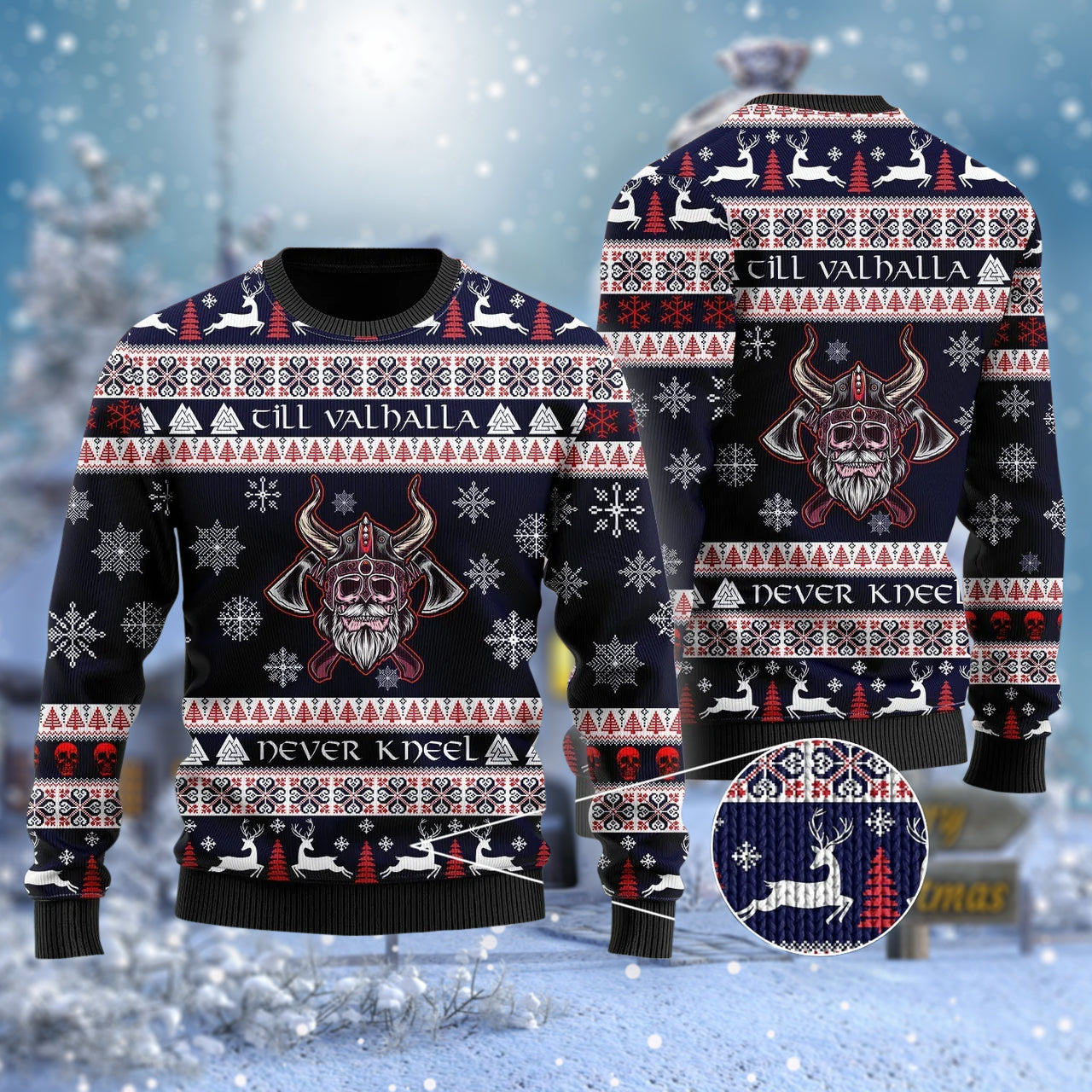 Viking Till Valhalla Never Kneel Ugly Sweater – Best Christmas Gifts 2023