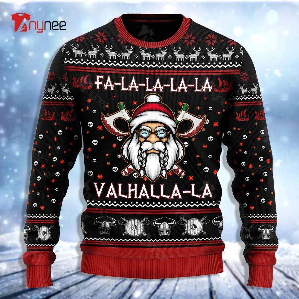 Viking Valhalla White And Red Ugly Christmas Sweater- Best Christmas Gifts 2023