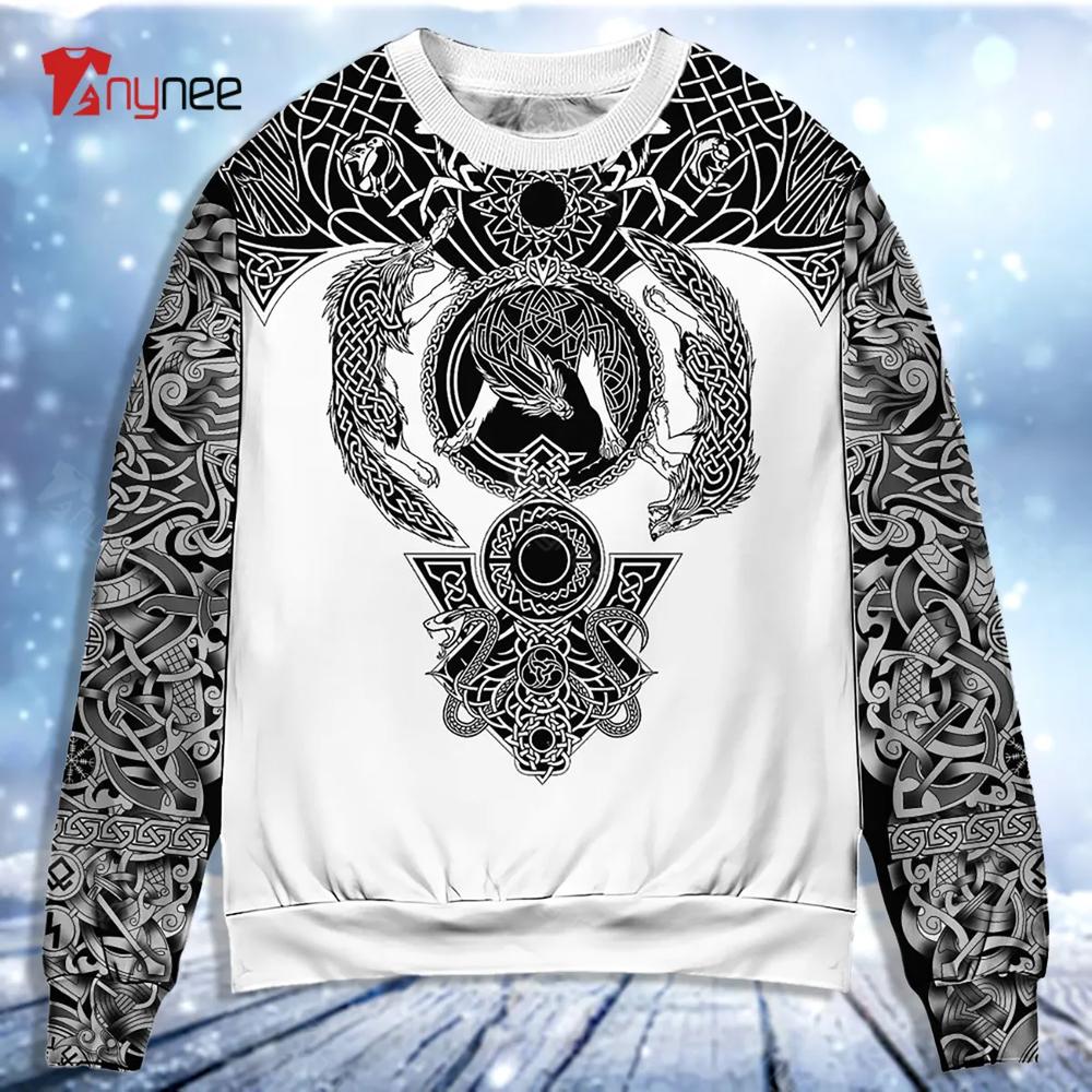 Viking Warrior Blood Black And White Ugly Christmas Sweater- Best Christmas Gifts 2023