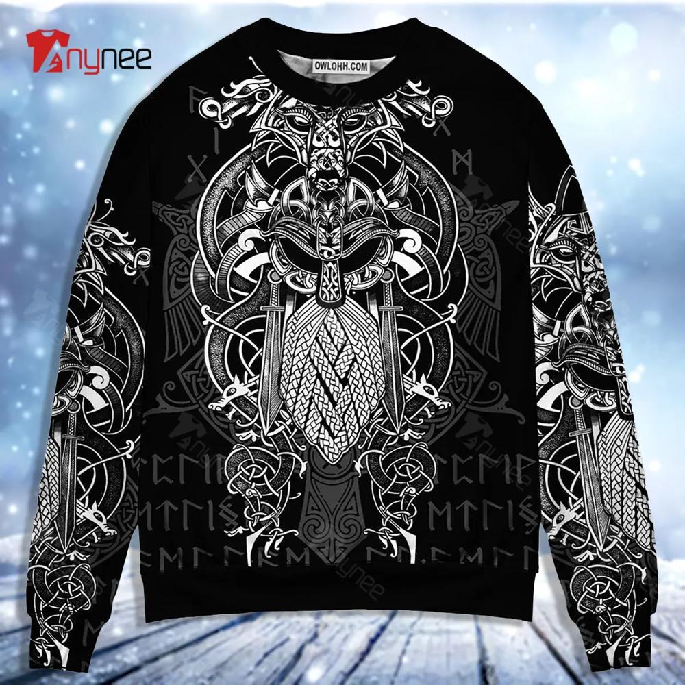 Viking Warrior Blood Pattern Ugly Christmas Sweater- Best Christmas Gifts 2023