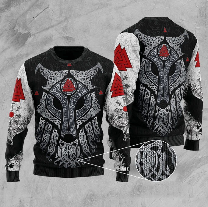 Viking Wolf and Raven Ugly Christmas Sweater | Unisex | Full Size | Adult | Colorful | US3843- Best Christmas Gifts 2023