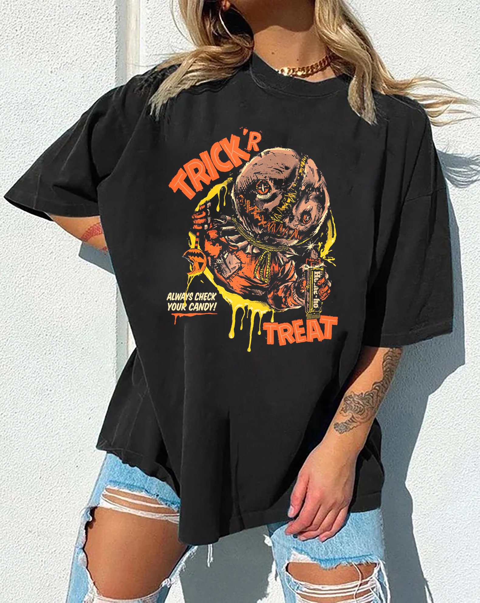 Vintage Always Check Your Candy Retro Halloween Sweatshirt