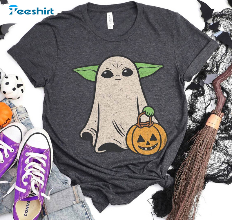 Vintage Baby Yoda Ghost Shirt, Halloween Star Wars Unisex T Shirt Crewneck