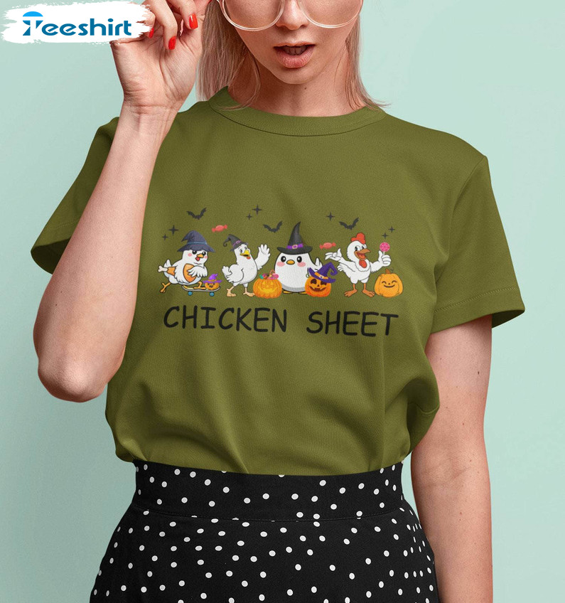 Vintage Chicken Sheet Shirt, Halloween Chickens Long Sleeve Sweater