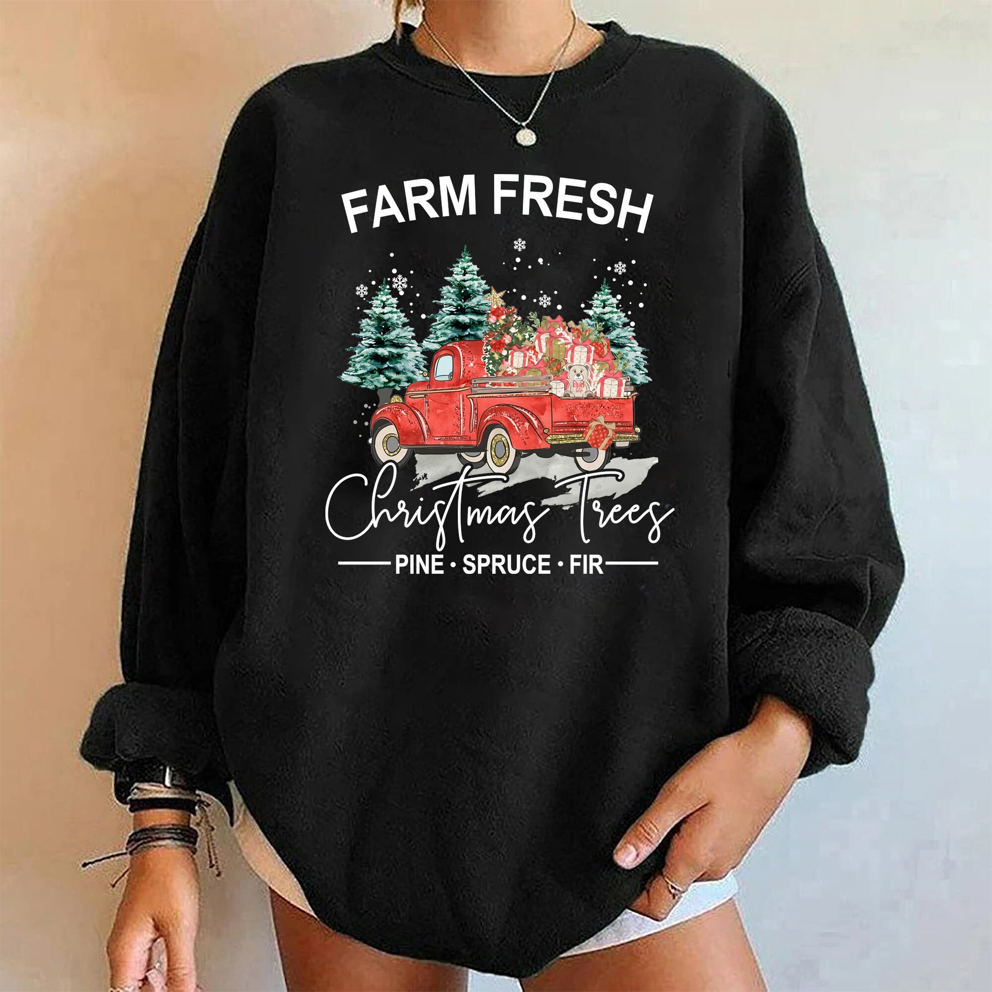 Vintage Farm Fresh Christmas Trees Sweatshirt