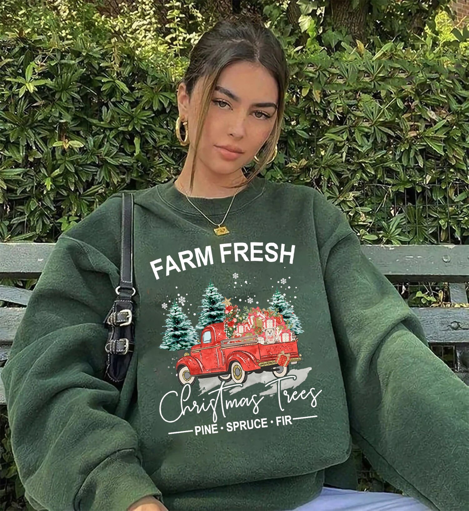 Vintage Farm Fresh Christmas Trees Sweatshirt