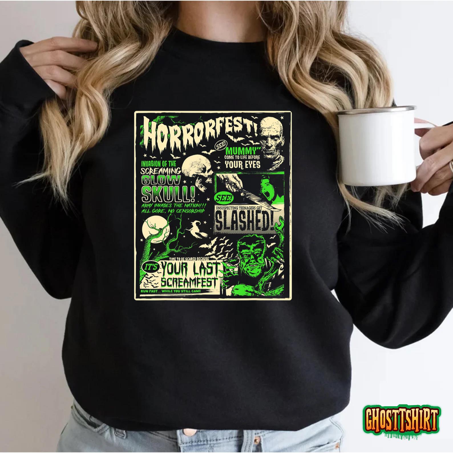 Vintage Horrorfest Halloween Movie Poster Old Time Horror T-Shirt