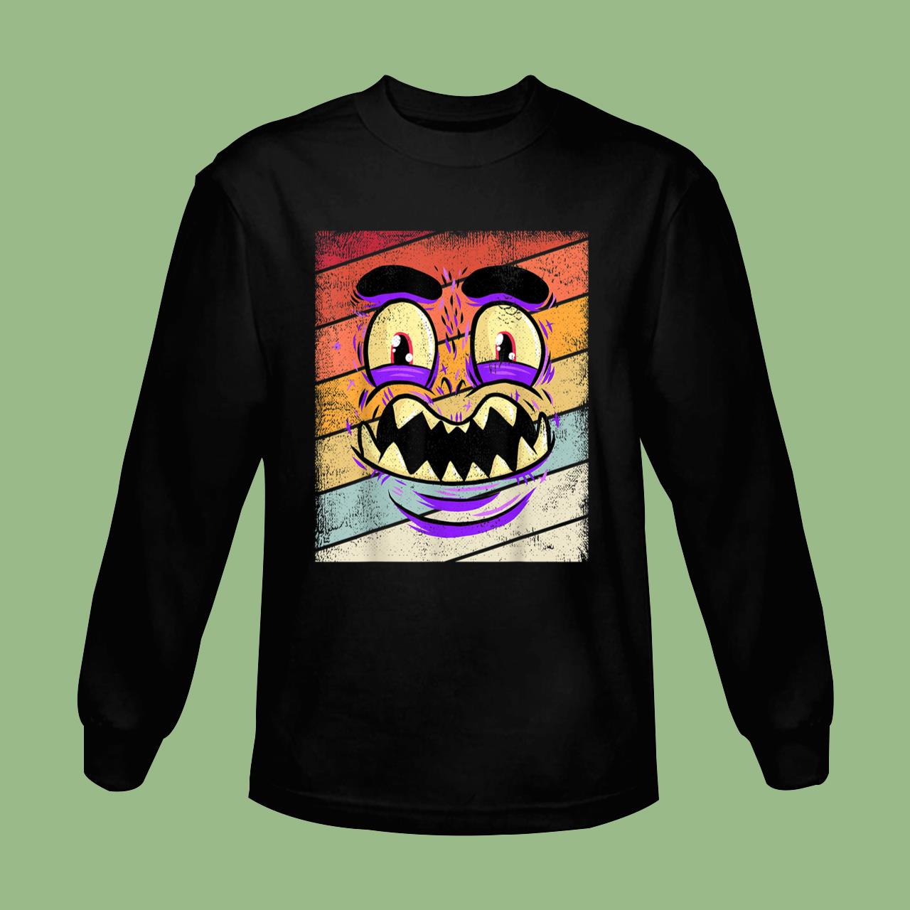 Vintage Laughing Monster Face Retro Halloween T-Shirt