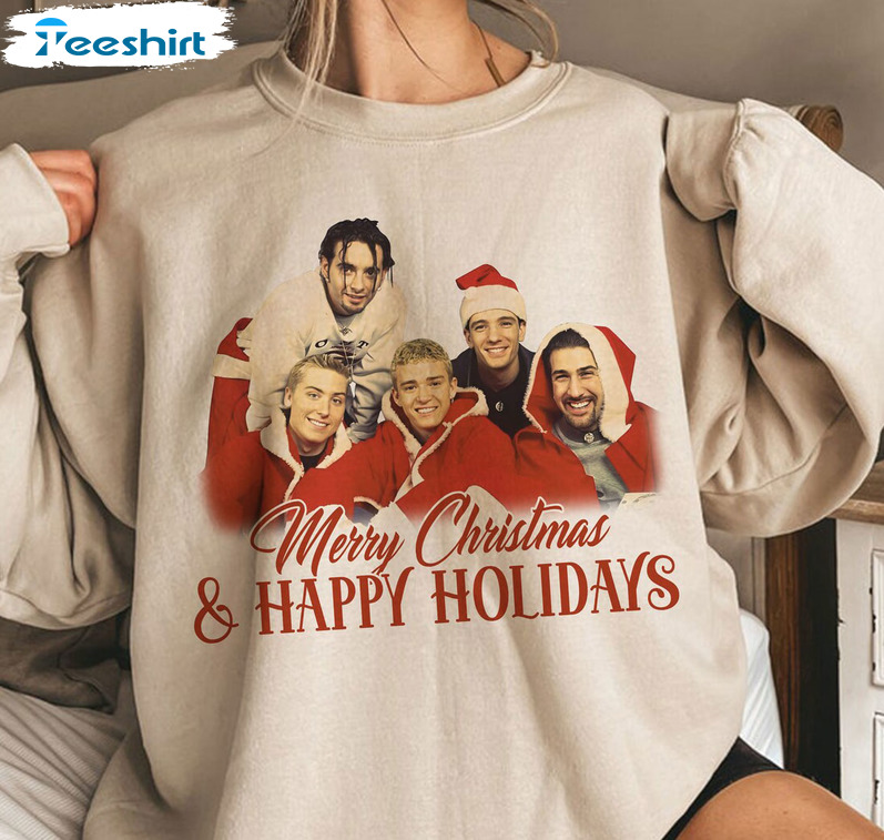 Vintage N’sync Christmas Sweatshirt Hoodie Long Sleeve T-Shirt, Happy Holidays Swetashirt