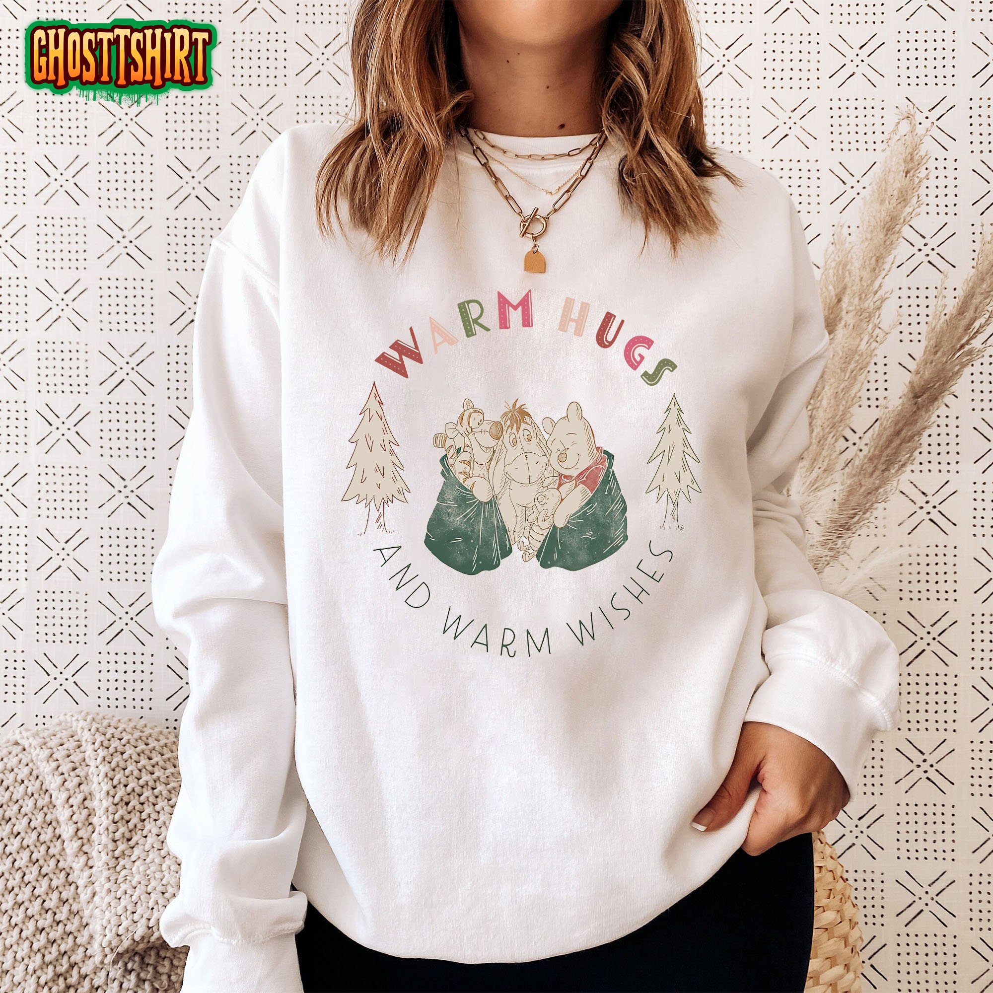 Vintage Winnie The Pooh Christmas Warm Hugs and Warm Wishes Sweatshirt